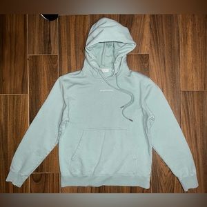 Sandro Paris Mens Logo Hoodie Size Small Light Sea Foam Green Pullover Cotton